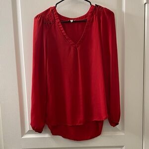 Lily White Red V-Neck Blouse